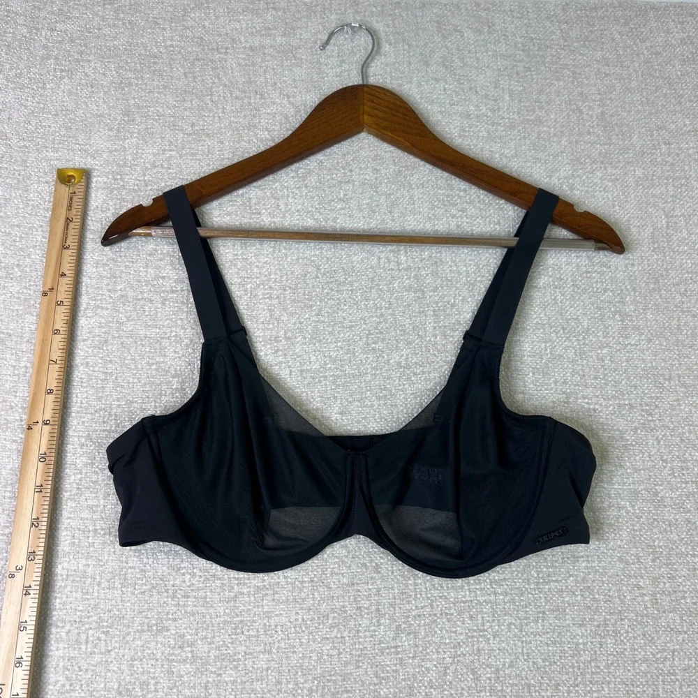 Skims Sheer Mesh Underwire Bra Onyx Black 42C Minimalist Breathable Lingerie